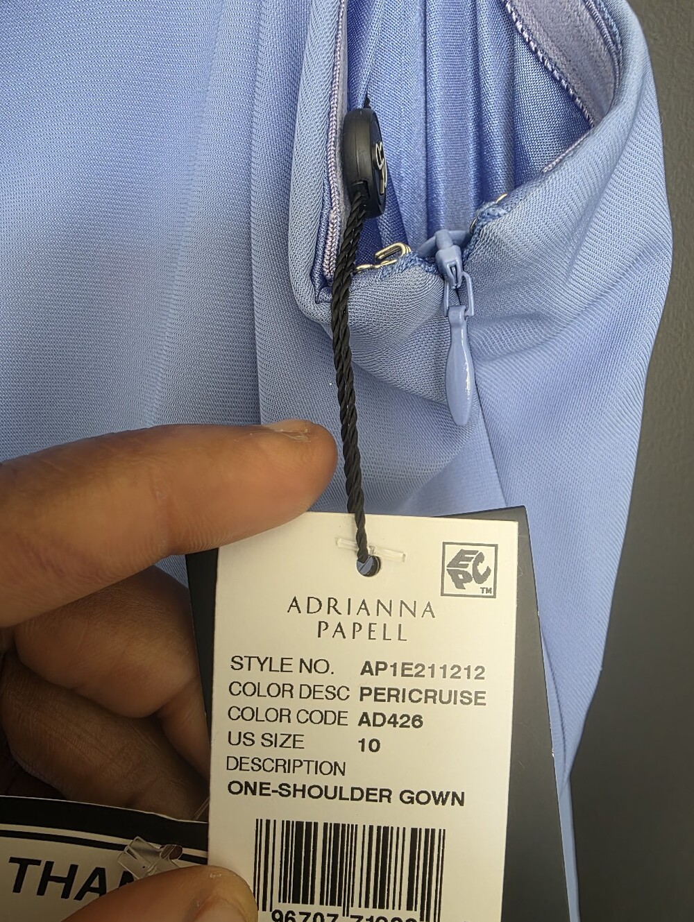 NWT Adrianna Papell One Shoulder Peri Cruise Blue Gown Dress Sz 10 $198 Party - Picture 9 of 11